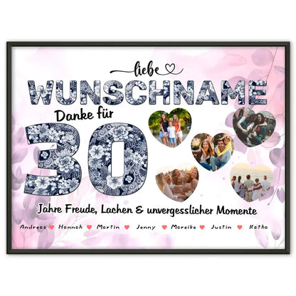 Personalisiertes Poster 30 Geburstag Mama Geschenk mit Namen