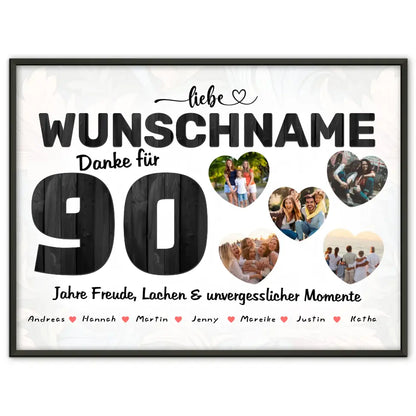 Geschenk Poster personalisiert 90 Geburstag Wunschname