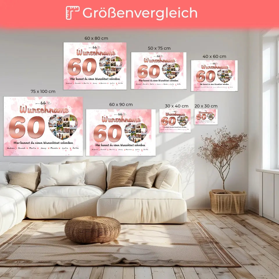 60 Geburstag Poster für Oma Personalisiert 14 Fotos Geschenk