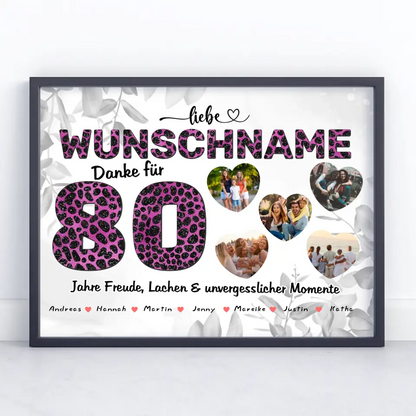 80 Geburstag Oma Poster personalisiert Mit Namen Danke für alles