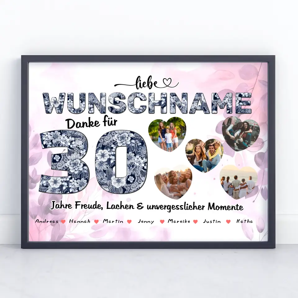 Personalisiertes Poster 30 Geburstag Mama Geschenk mit Namen