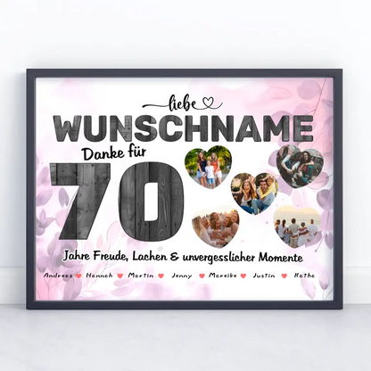 Personalisiertes Geburtstagsposter 70 Geburstag 5 Fotos