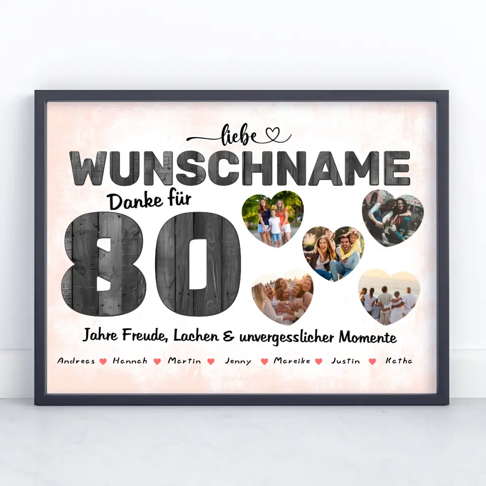 Geschenkidee zum 80 Geburstag Mama Poster personalisiert Alles Gute