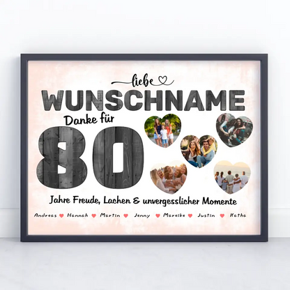 Geschenkidee zum 80 Geburstag Mama Poster personalisiert Alles Gute