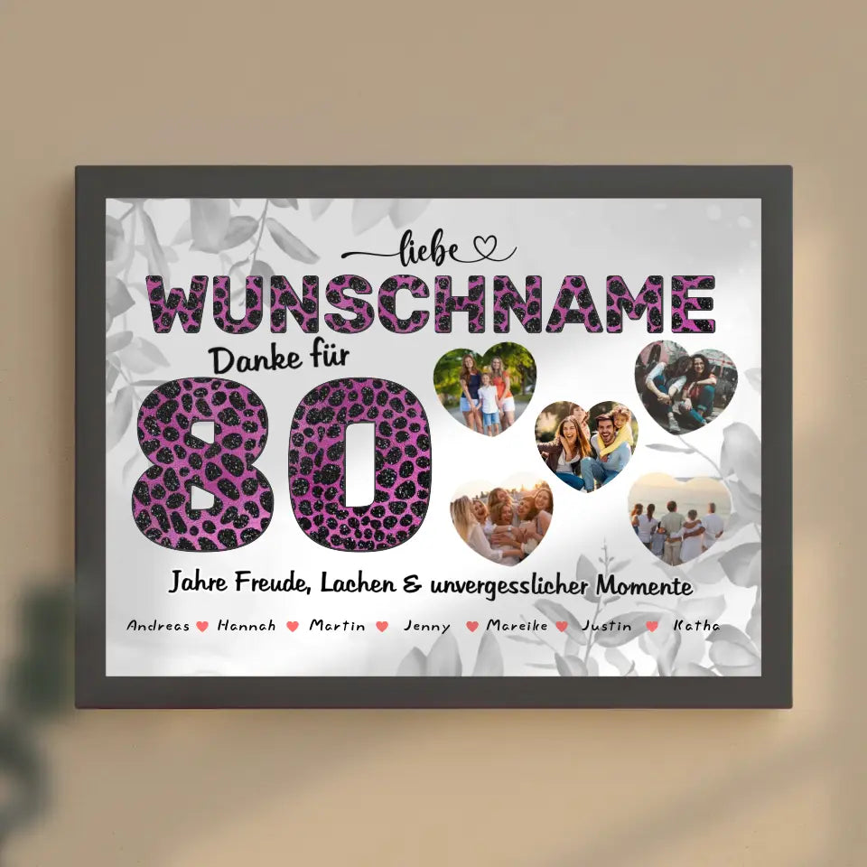 80 Geburstag Oma Poster personalisiert Mit Namen Danke für alles