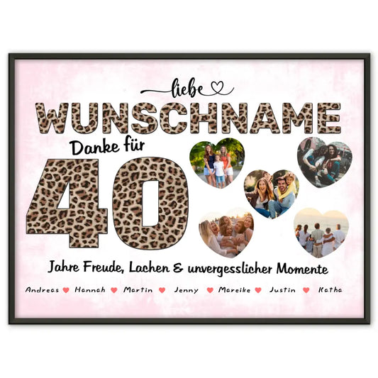 Poster mit Wunschname personalisiert 40 Geburstag Fotogeschenk