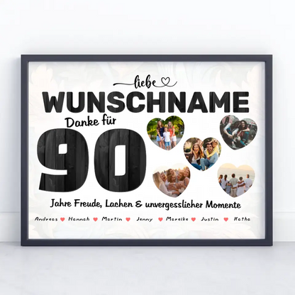 Geschenk Poster personalisiert 90 Geburstag Wunschname