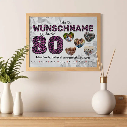 80 Geburstag Oma Poster personalisiert Mit Namen Danke für alles