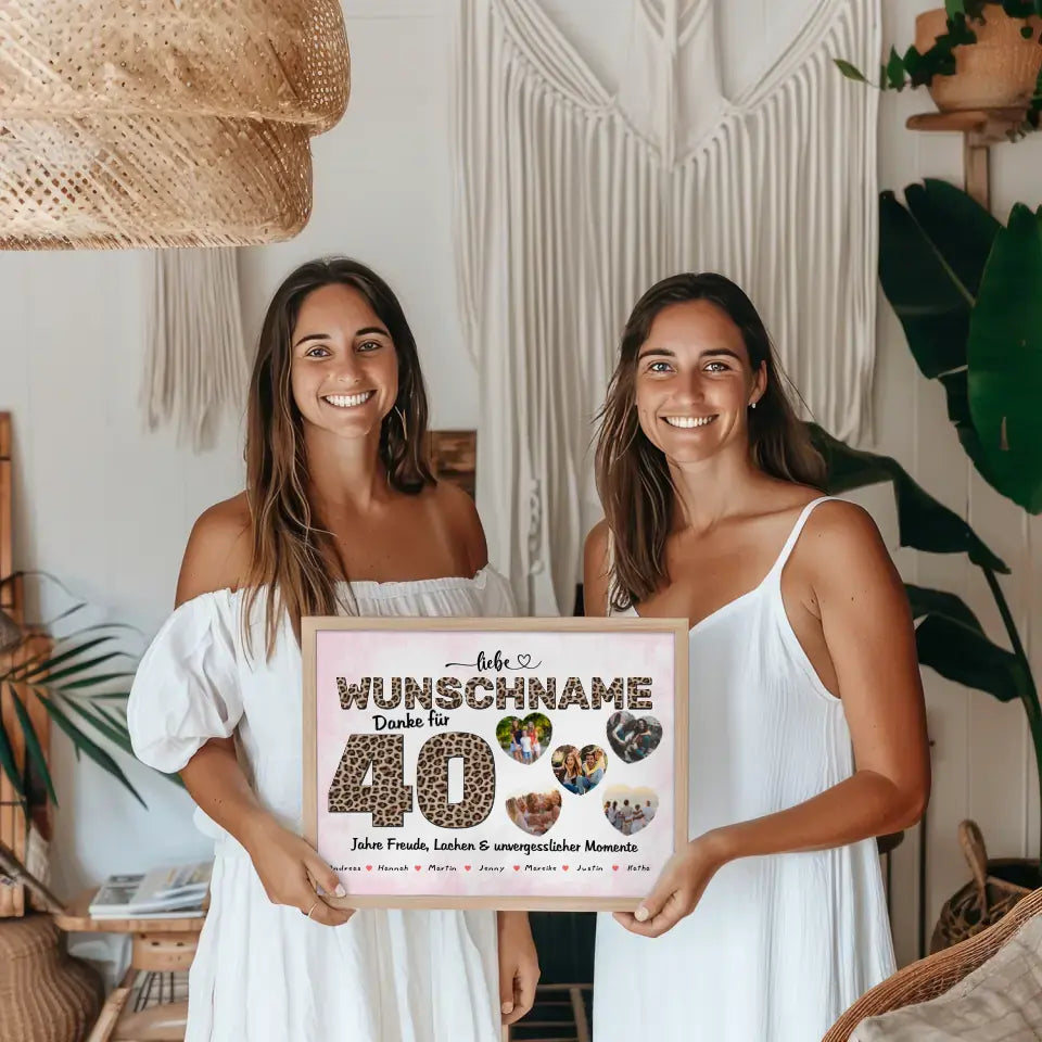 Poster mit Wunschname personalisiert 40 Geburstag Fotogeschenk