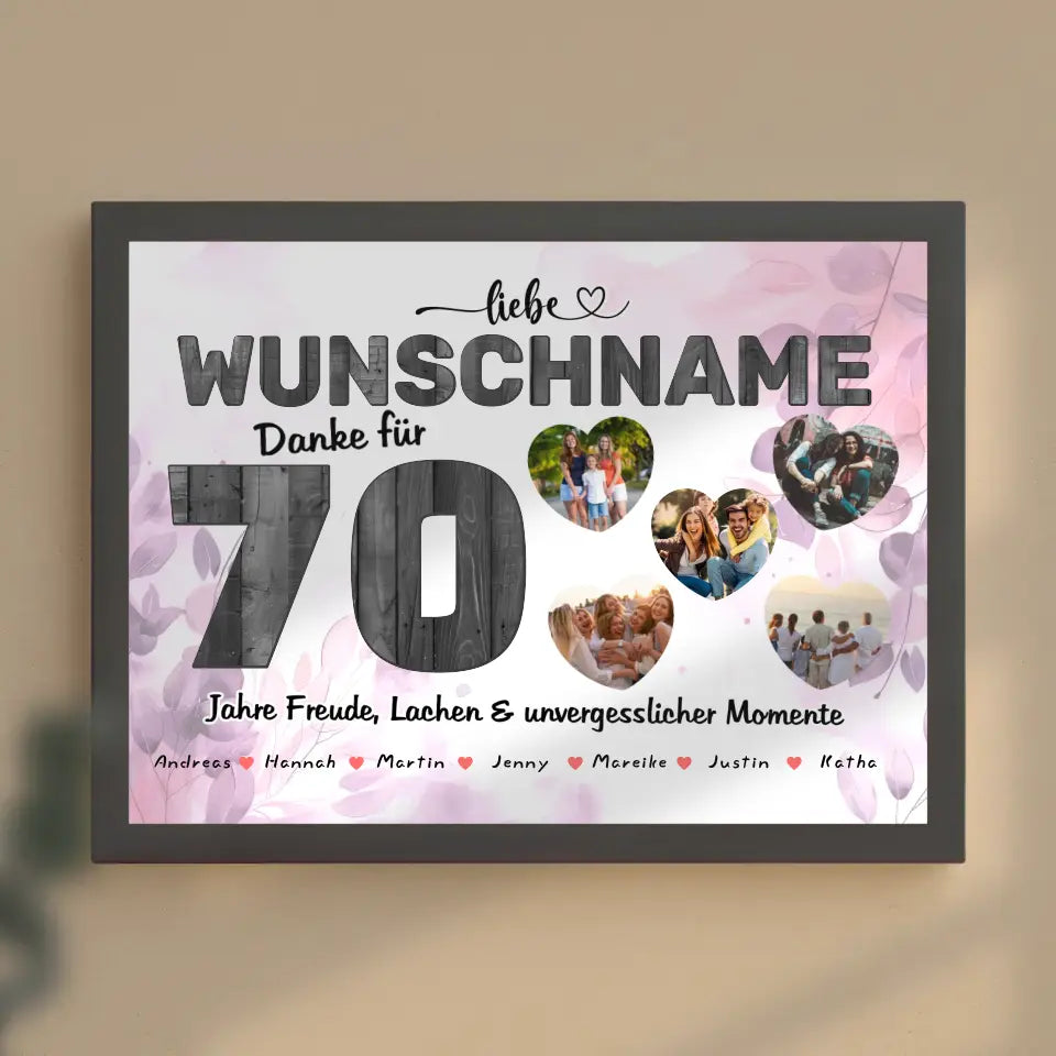 Personalisiertes Geburtstagsposter 70 Geburstag 5 Fotos