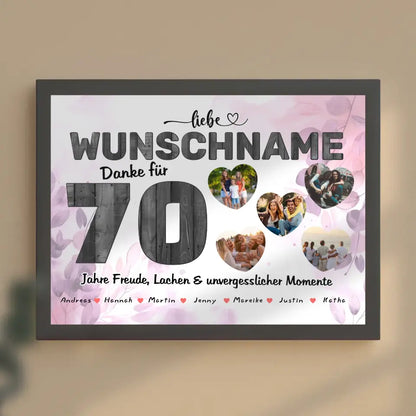 Personalisiertes Geburtstagsposter 70 Geburstag 5 Fotos