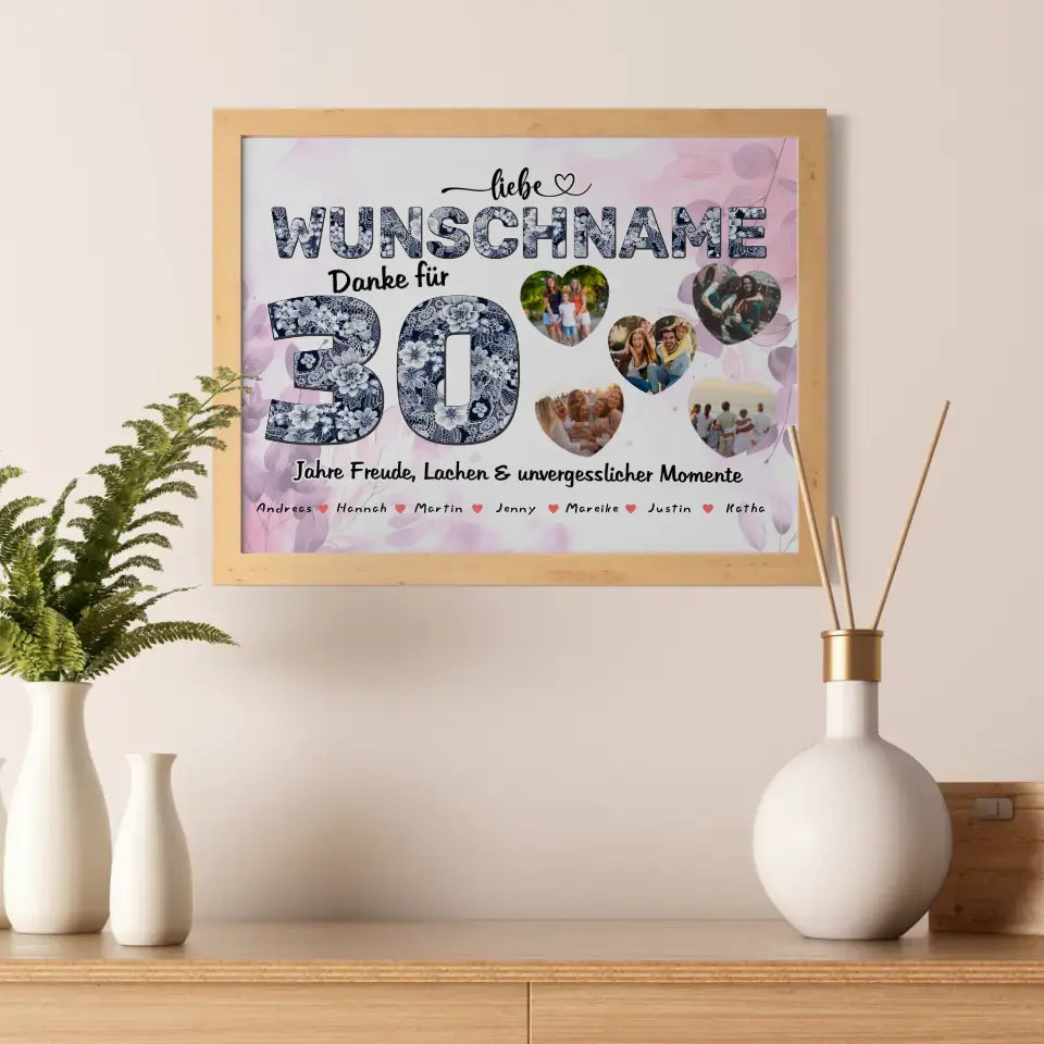 Personalisiertes Poster 30 Geburstag Mama Geschenk mit Namen