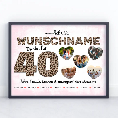 Poster mit Wunschname personalisiert 40 Geburstag Fotogeschenk