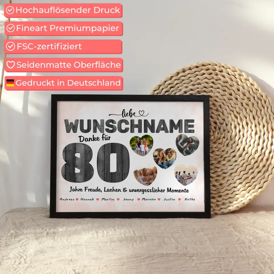 Geschenkidee zum 80 Geburstag Mama Poster personalisiert Alles Gute