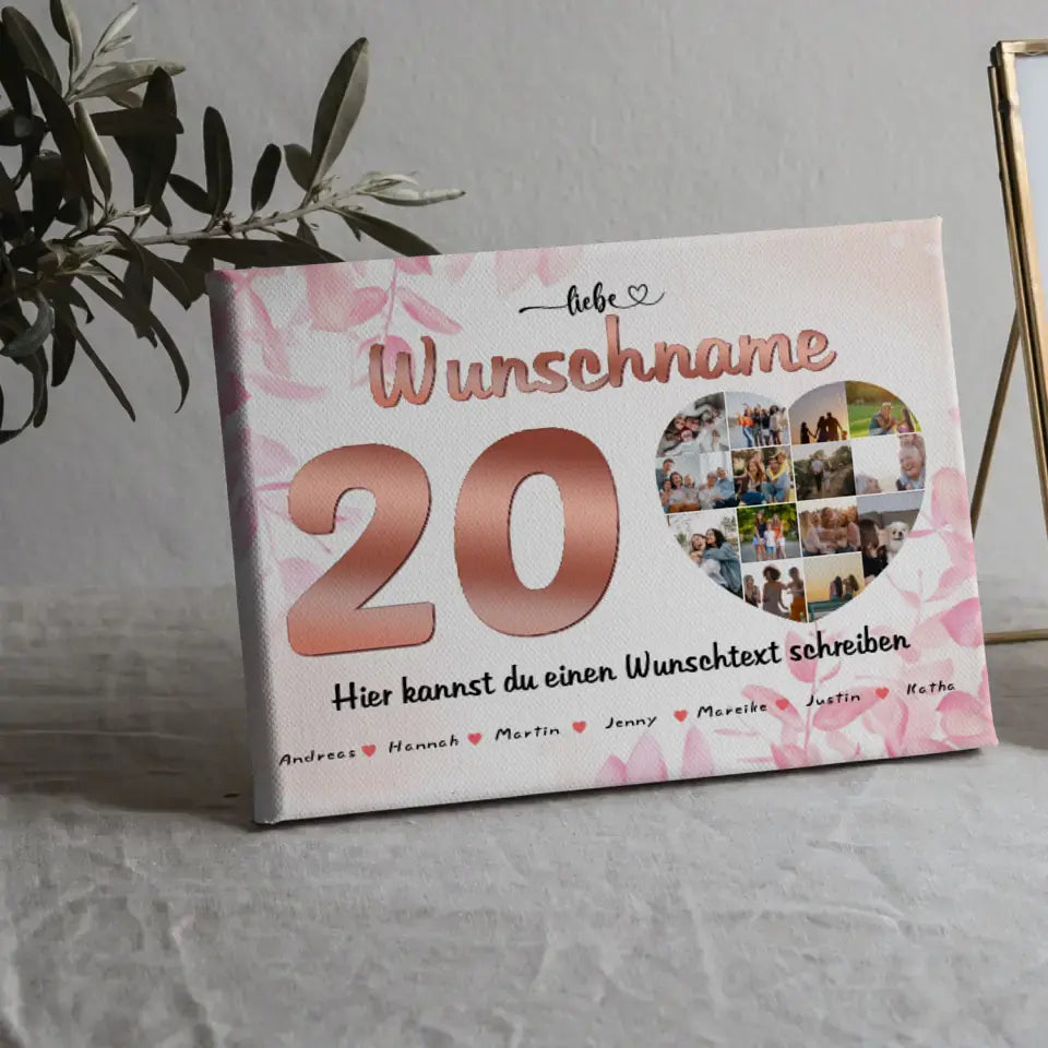 Geburtstags Leinwand für Schwester 20 Geburstag Bis zu 15 Namen