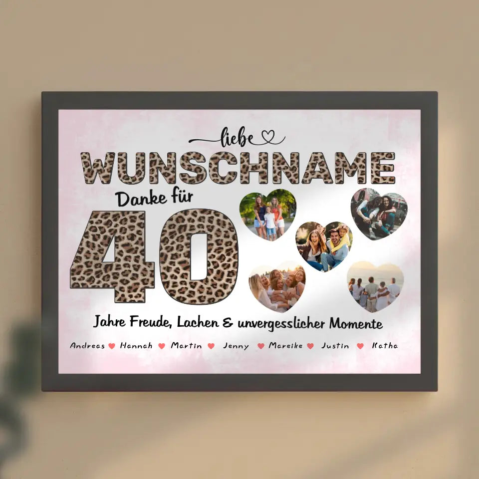 Poster mit Wunschname personalisiert 40 Geburstag Fotogeschenk