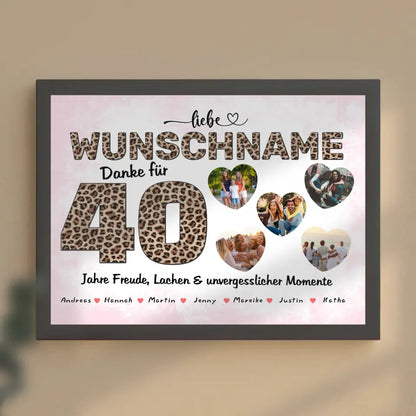 Poster mit Wunschname personalisiert 40 Geburstag Fotogeschenk