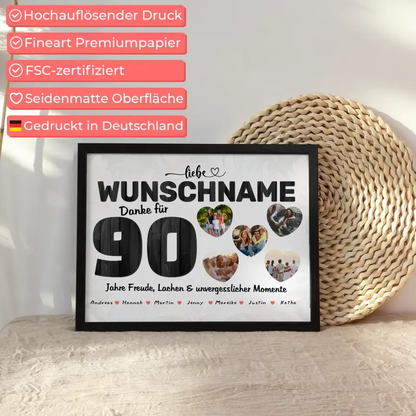 Geschenk Poster personalisiert 90 Geburstag Wunschname