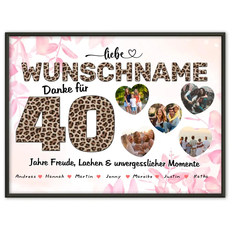 Personalisiertes Patentante Poster 40 Geburstag Herzliches Geschenk