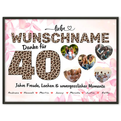 Personalisiertes Patentante Poster 40 Geburstag Herzliches Geschenk