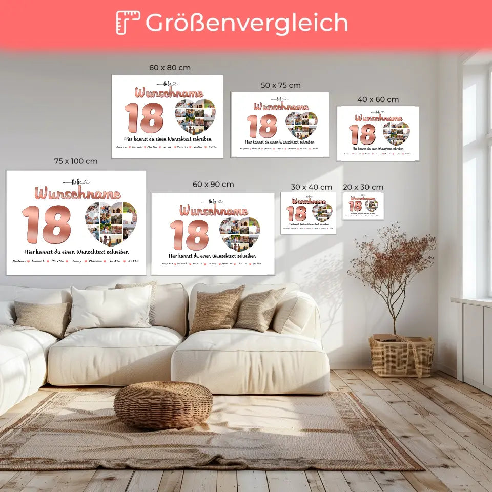 Personalisierte Beste Freundin Poster 18 Geburstag Fotocollage