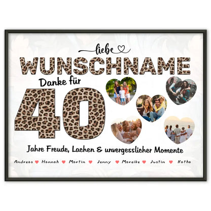 Personalisiertes Poster 40 Geburstag Schwester 5 Fotos