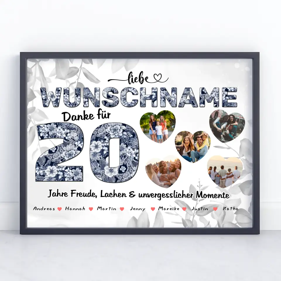 Patentante Poster personalisiert für 20 Geburstag Mit Namen