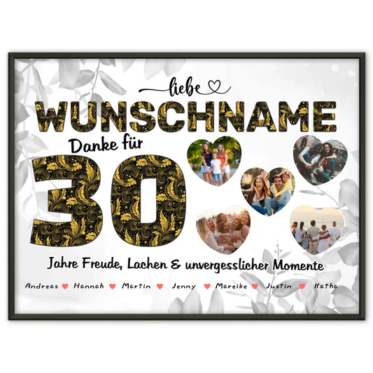 Poster mit Wunschname 30 Geburstag personalisiert Wunschname