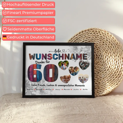 Poster personalisiert für Tante 60 Geburstag Mit Namen