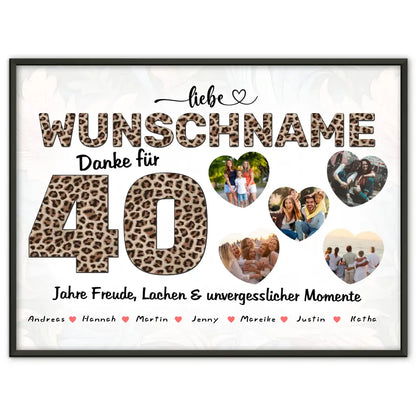 Personalisiertes Beste Freundin Poster 40 Geburstag Leo Look