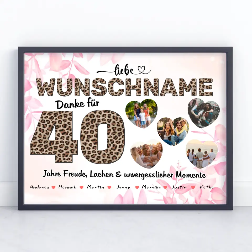 Personalisiertes Patentante Poster 40 Geburstag Herzliches Geschenk