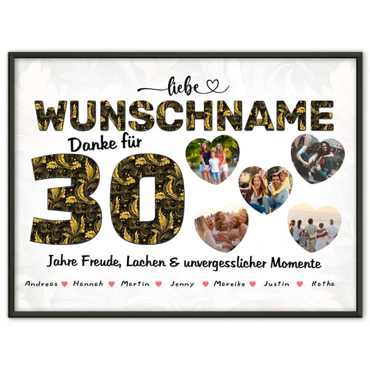 Geschenkidee zum 30 Geburstag Beste Freundin Poster personalisiert