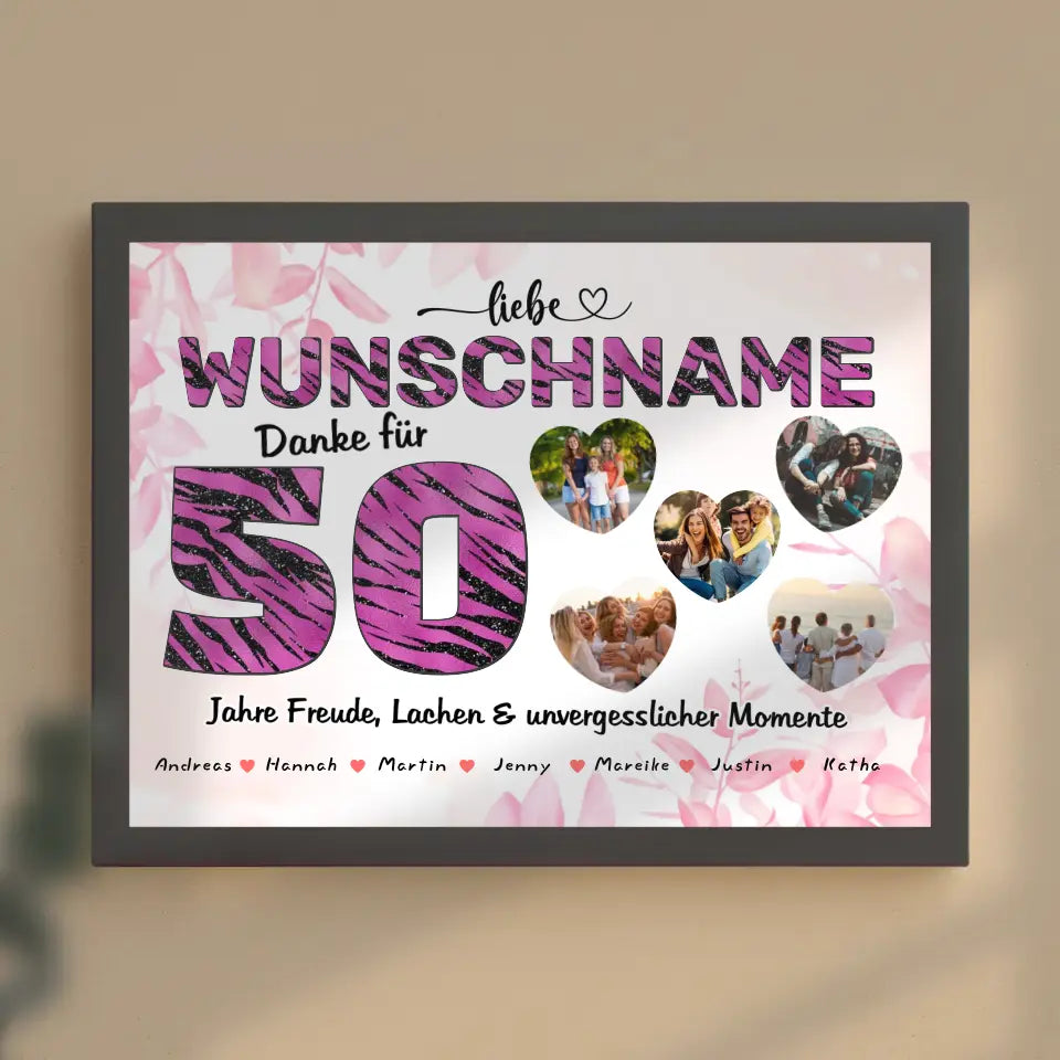 Poster personalisiert für Schwester 50 Geburstag Fotocollage