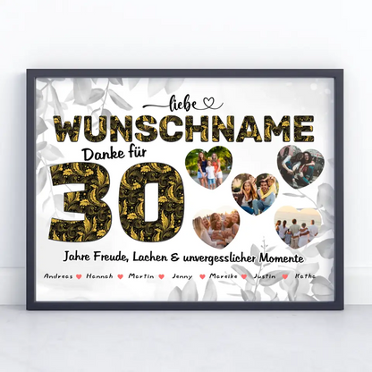 Poster mit Wunschname 30 Geburstag personalisiert Wunschname