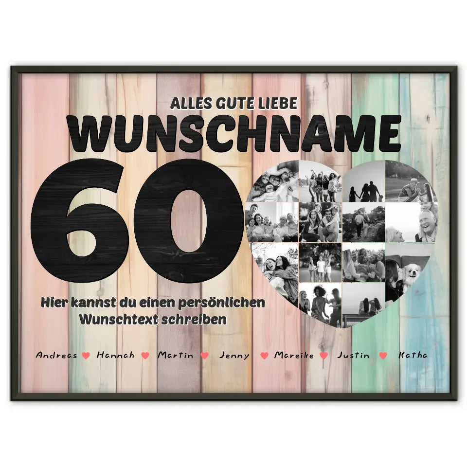 Fotocollage personalisiert Black & White 60 Geburstag Oma Poster