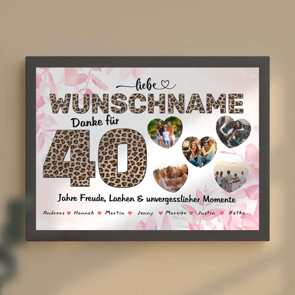 Personalisiertes Patentante Poster 40 Geburstag Herzliches Geschenk