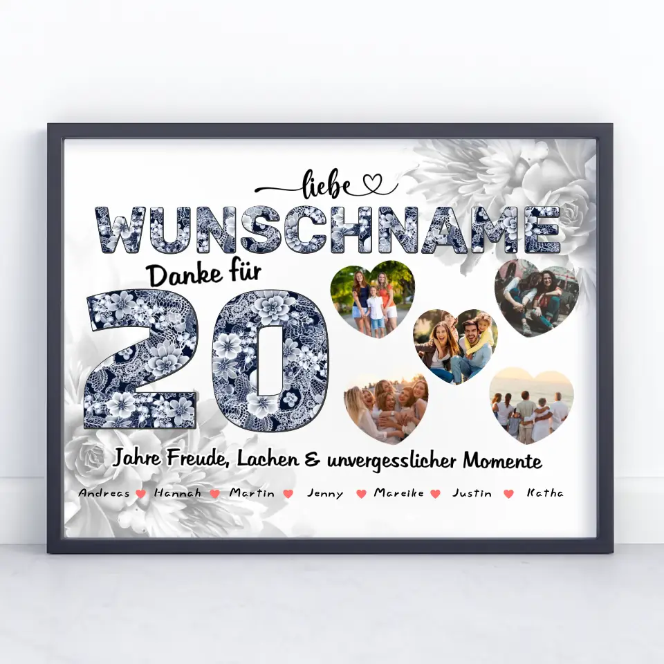 Beste Freundin Poster personalisiert für 20 Geburstag Mit Namen