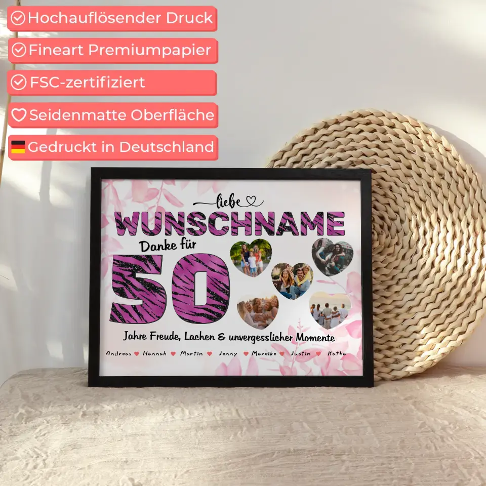 Poster personalisiert für Schwester 50 Geburstag Fotocollage