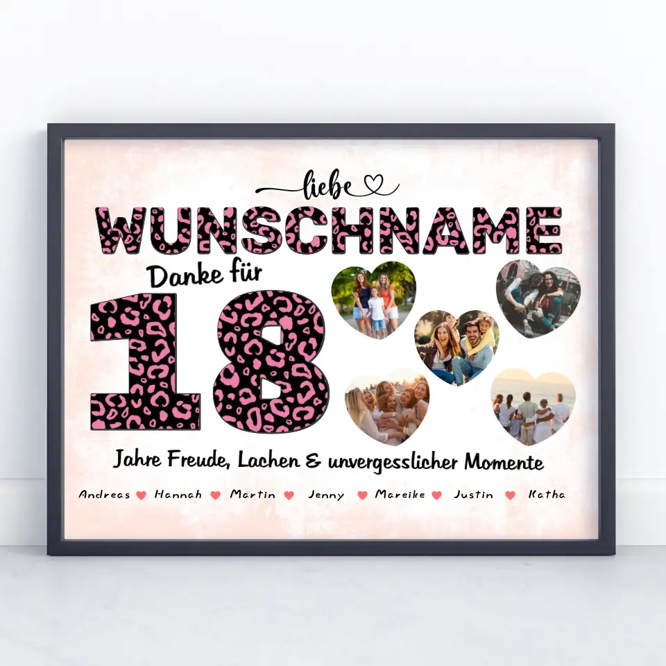 18 Geburstag Poster für Beste Freundin Personalisiert Danke für alles