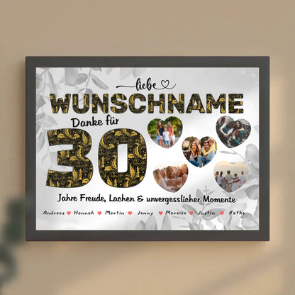 Poster mit Wunschname 30 Geburstag personalisiert Wunschname