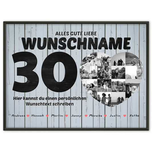 Tante 30 Geburstag Fotocollage als Personalisiertes Poster Bis 15 Namen