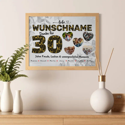 Poster mit Wunschname 30 Geburstag personalisiert Wunschname