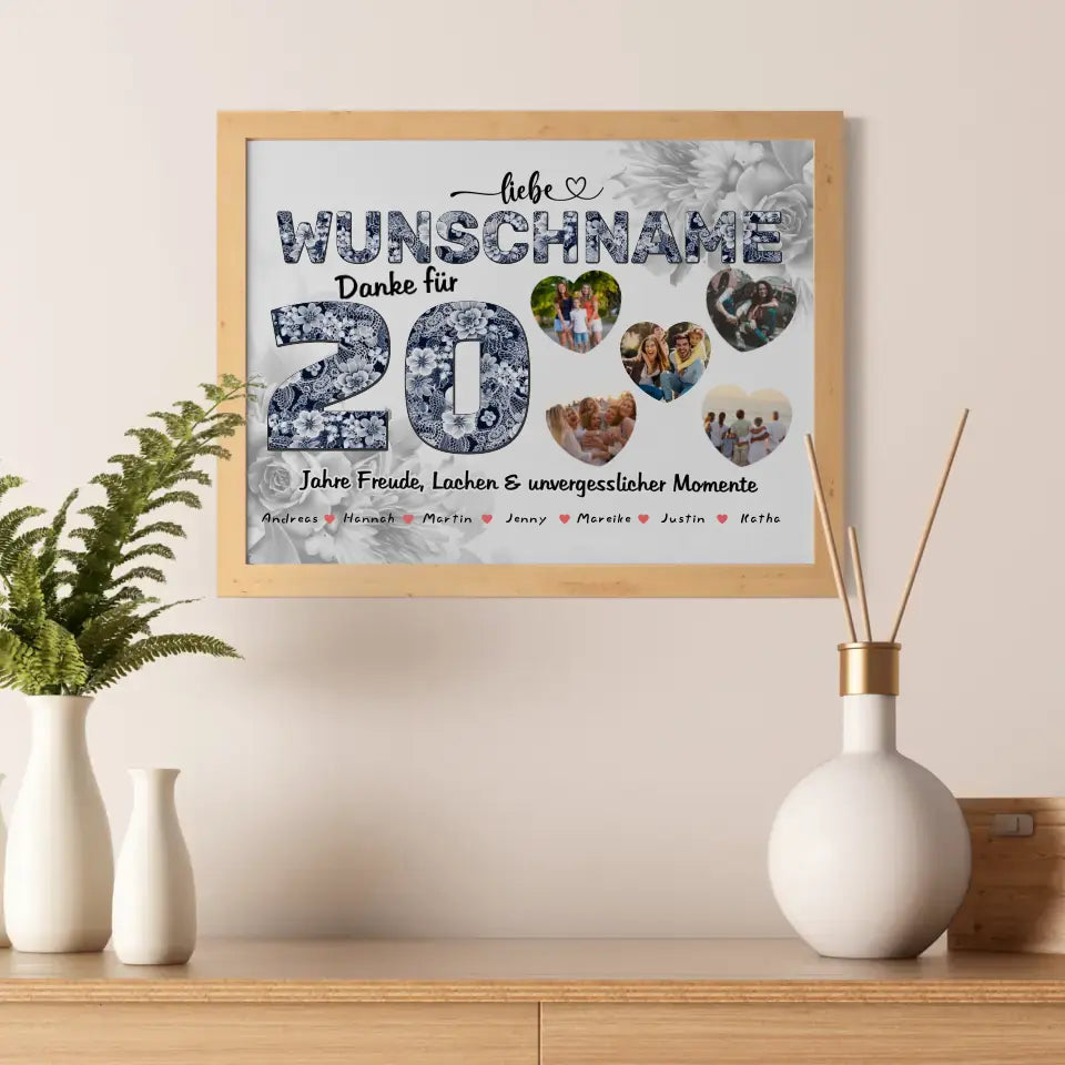 Beste Freundin Poster personalisiert für 20 Geburstag Mit Namen