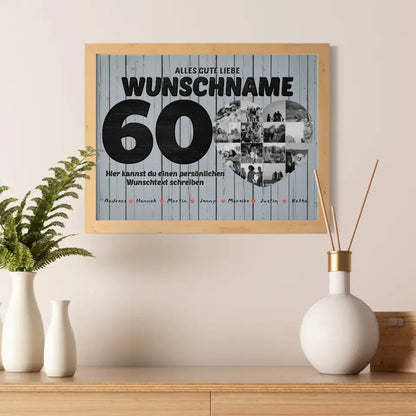 Personalisiertes Herzen Poster 60 Geburstag für Mama Wunschtext