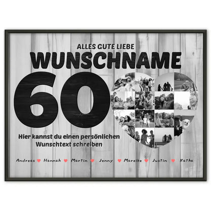 Geschenk Poster personalisiert 60 Geburstag Mit Namen Schwarz Weiß