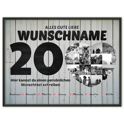 Fotocollage zum 20 Geburstag für Patentante mit 14 Fotos