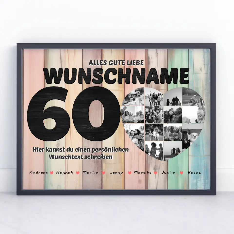 Fotocollage personalisiert Black & White 60 Geburstag Oma Poster