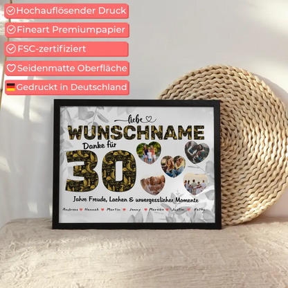 Poster mit Wunschname 30 Geburstag personalisiert Wunschname