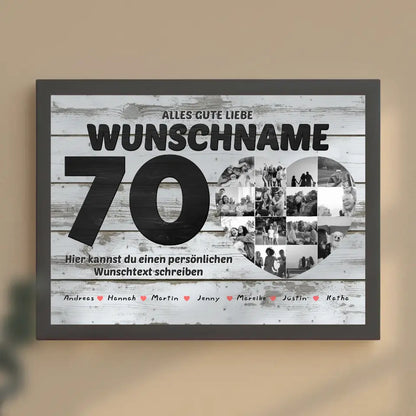 Poster mit Wunschname 70 Geburstag 14 Fotos Bis zu 15 Namen Geschenkidee