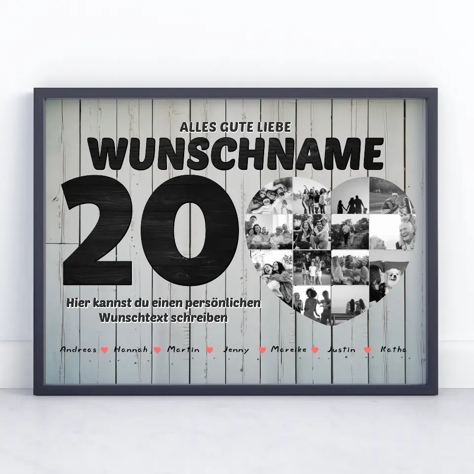 Fotocollage zum 20 Geburstag für Patentante mit 14 Fotos